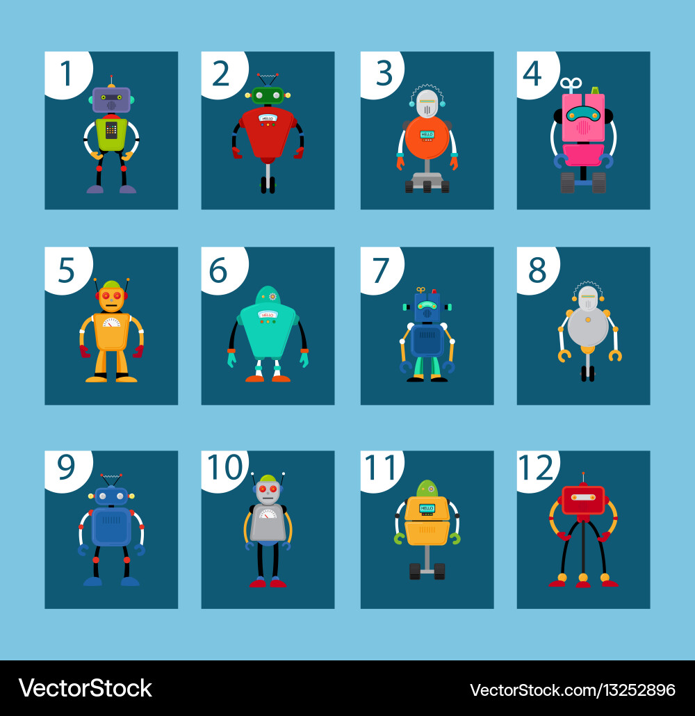 Robots and Numbers Game Cards vector image