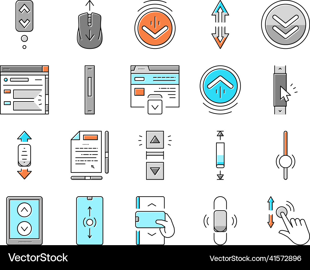 Scroll computer mouse cursor icons set Scroll computer mouse cursor icons set vector image