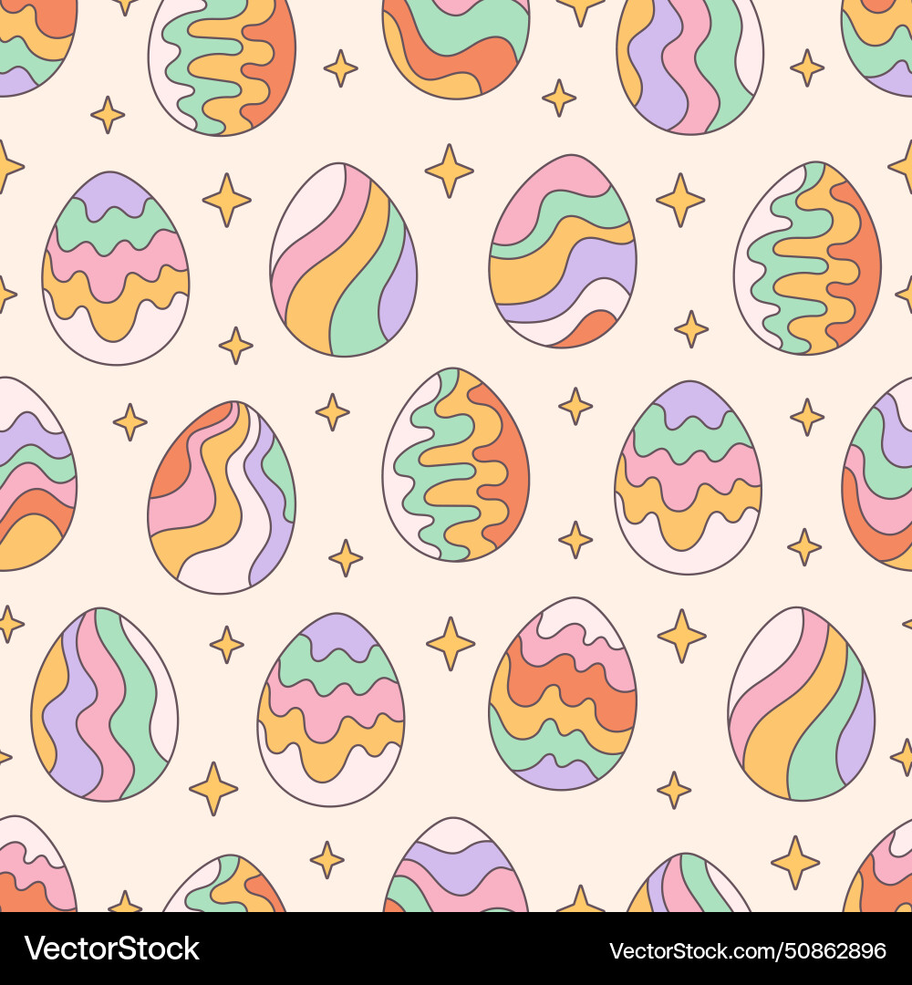Seamless pattern with easter eggs in retro style Seamless pattern with easter eggs in retro style vector image