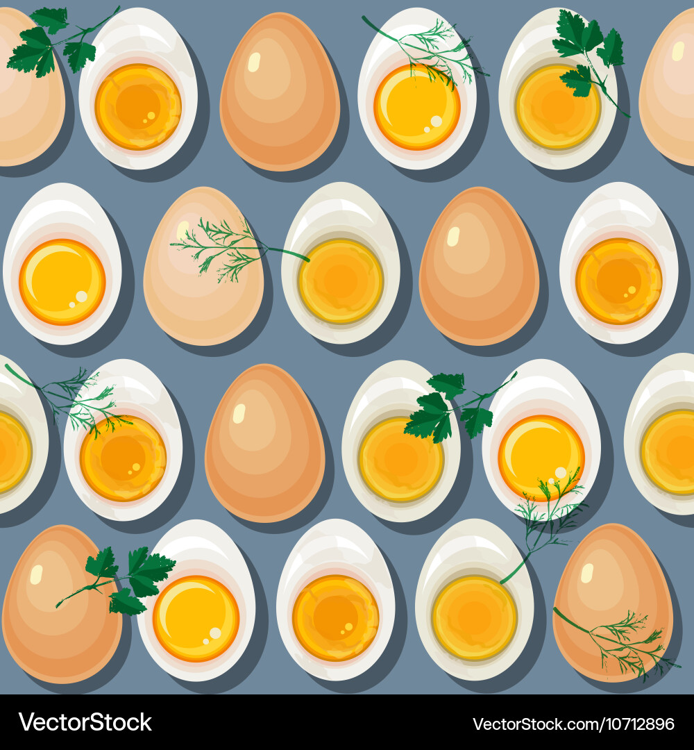 Seamless pattern with eggs yolks and parsley vector image