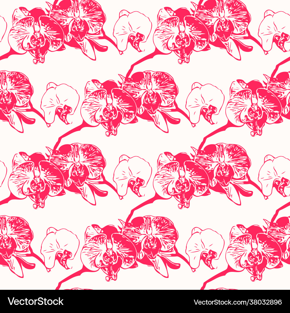 Seamless pattern with orchids Vector Image