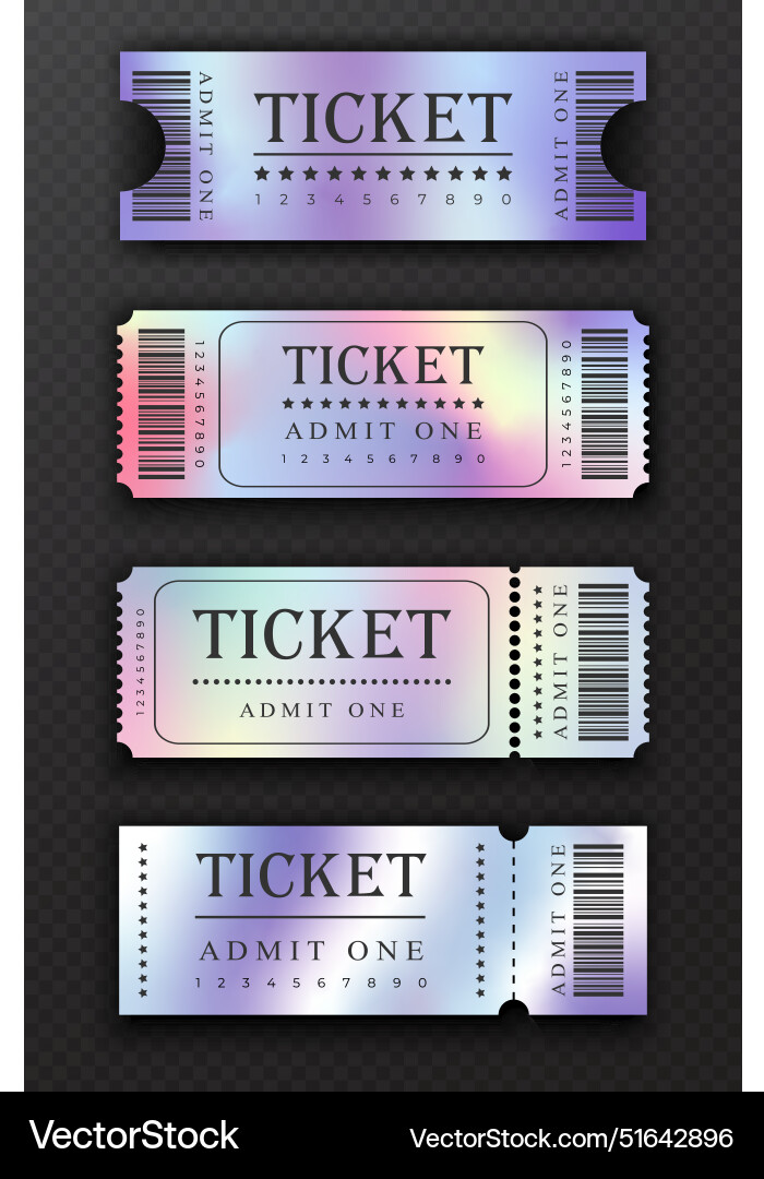 Set of abstract tickets different gradient Vector Image