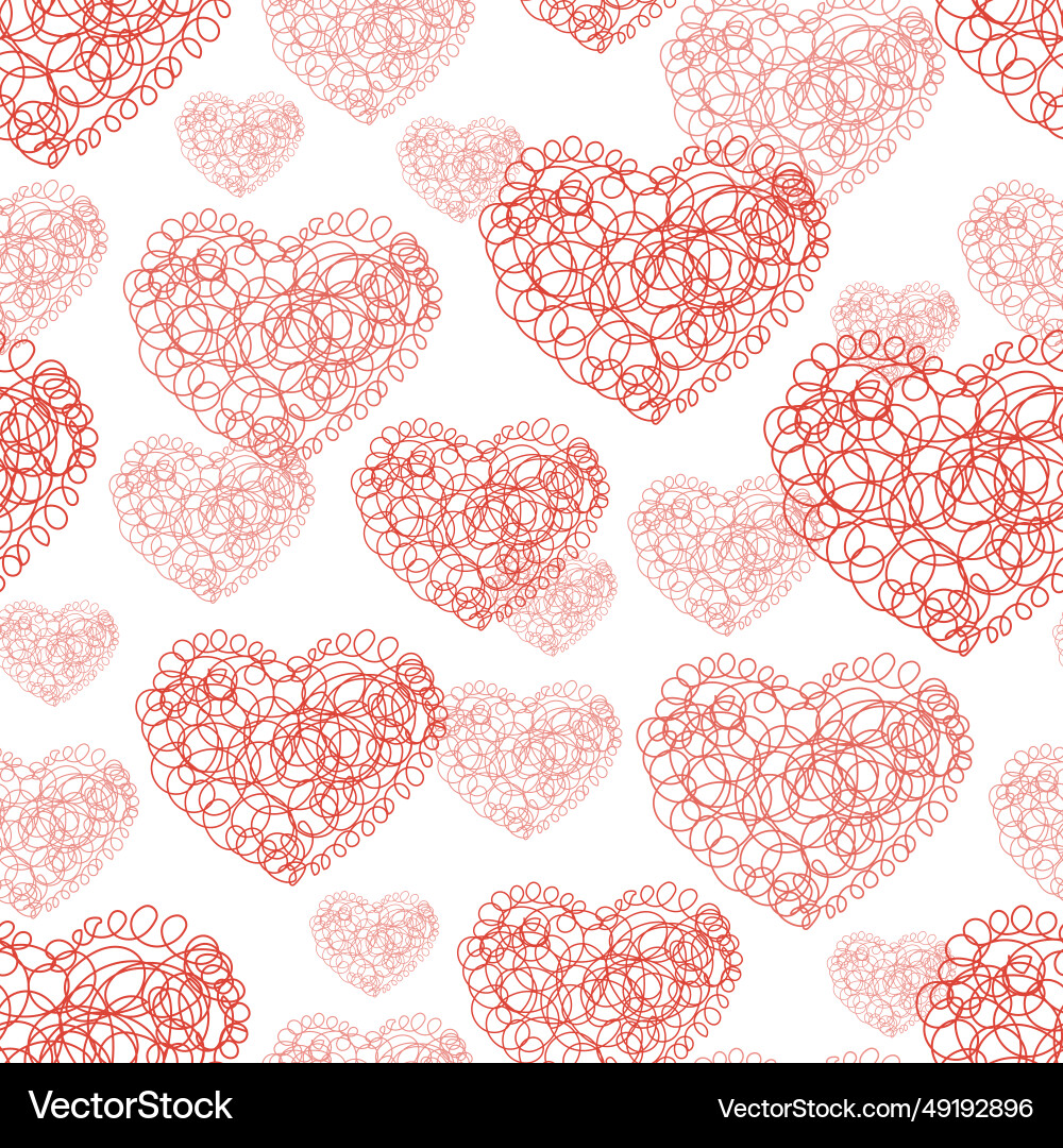 Simple scribble heart shape seamless pattern Simple scribble heart shape seamless pattern vector image