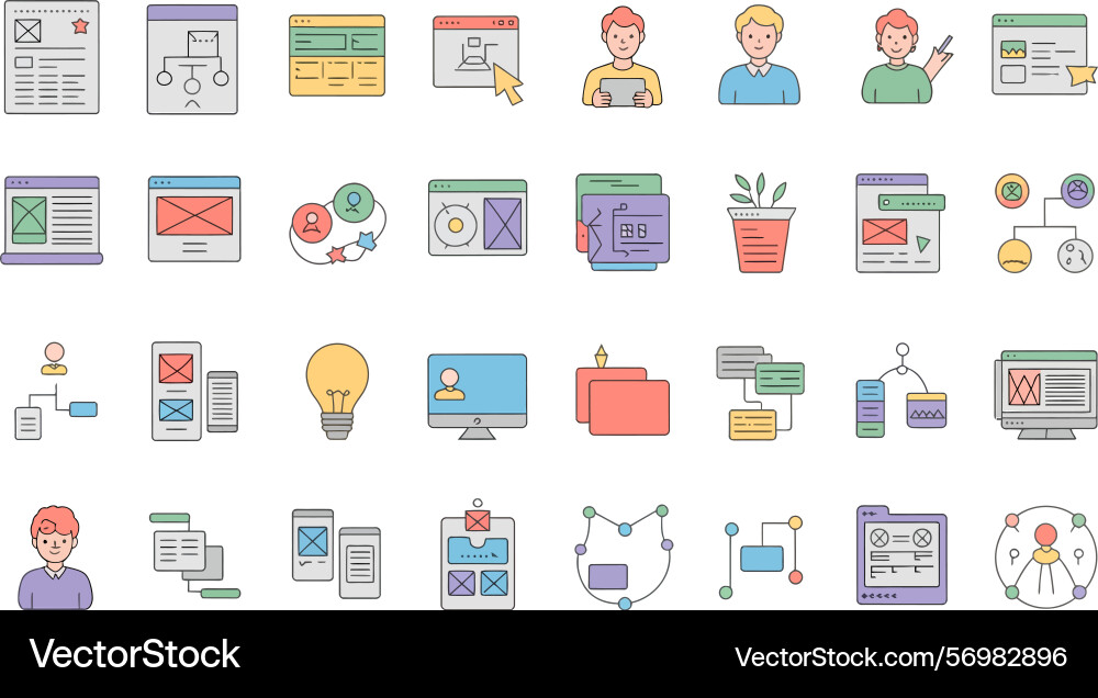 Ui ux design and development outline style modern vector image