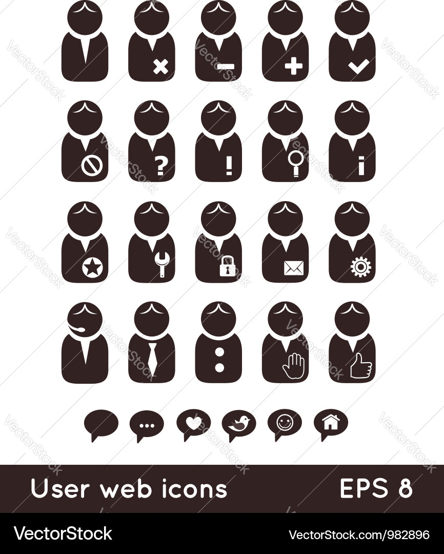 User web icons with speech bubbles Vector Image