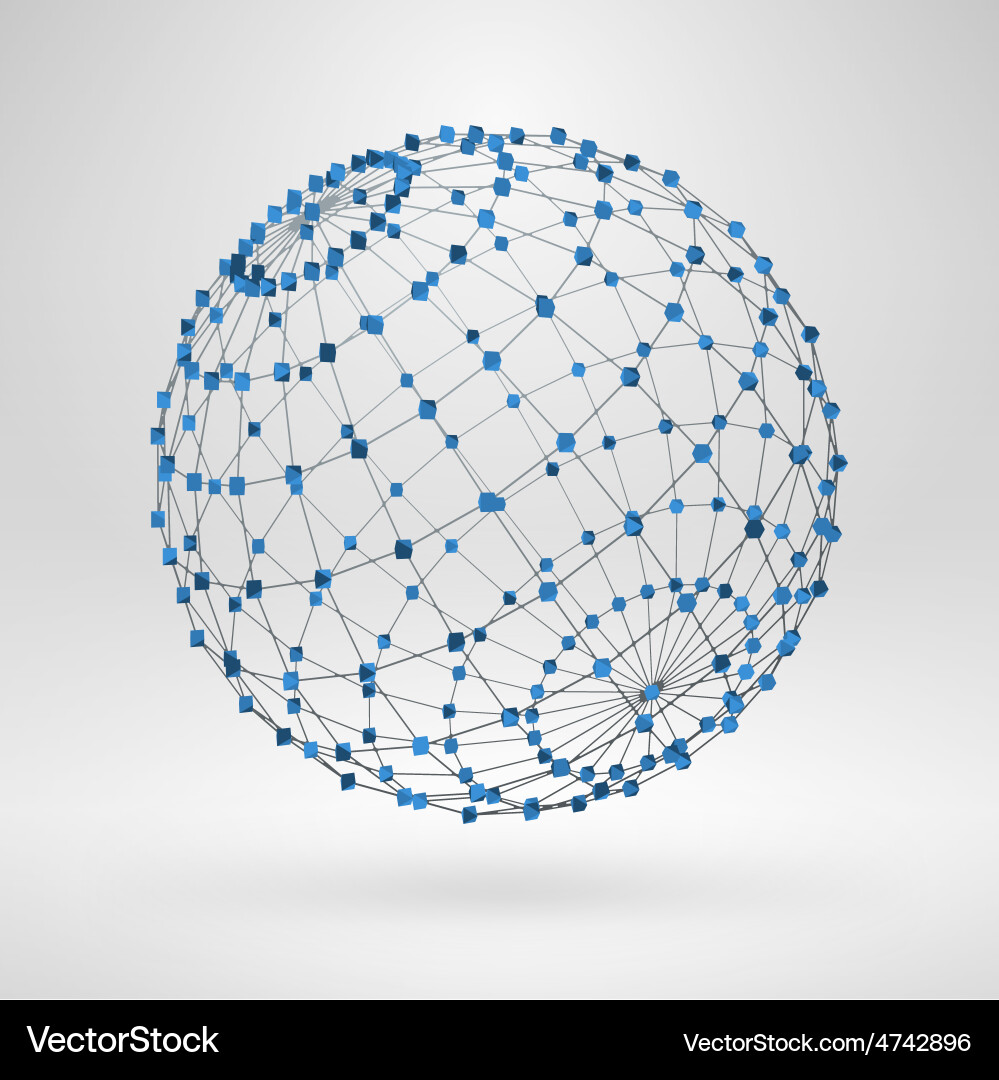 Wireframe polygonal element 3d sphere with lines vector image