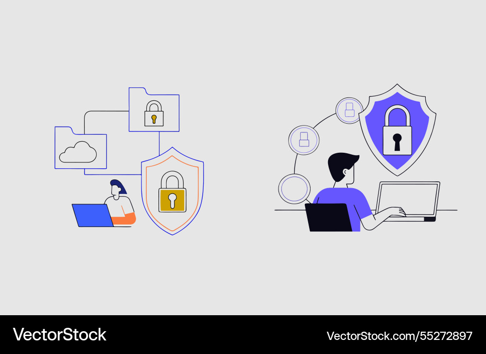 Access control security login screen line art Vector Image