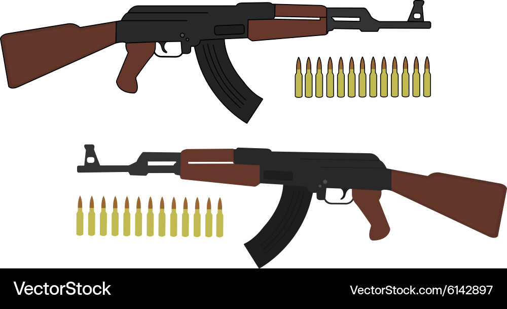 Assault Rifle with Ammunition Vector Image