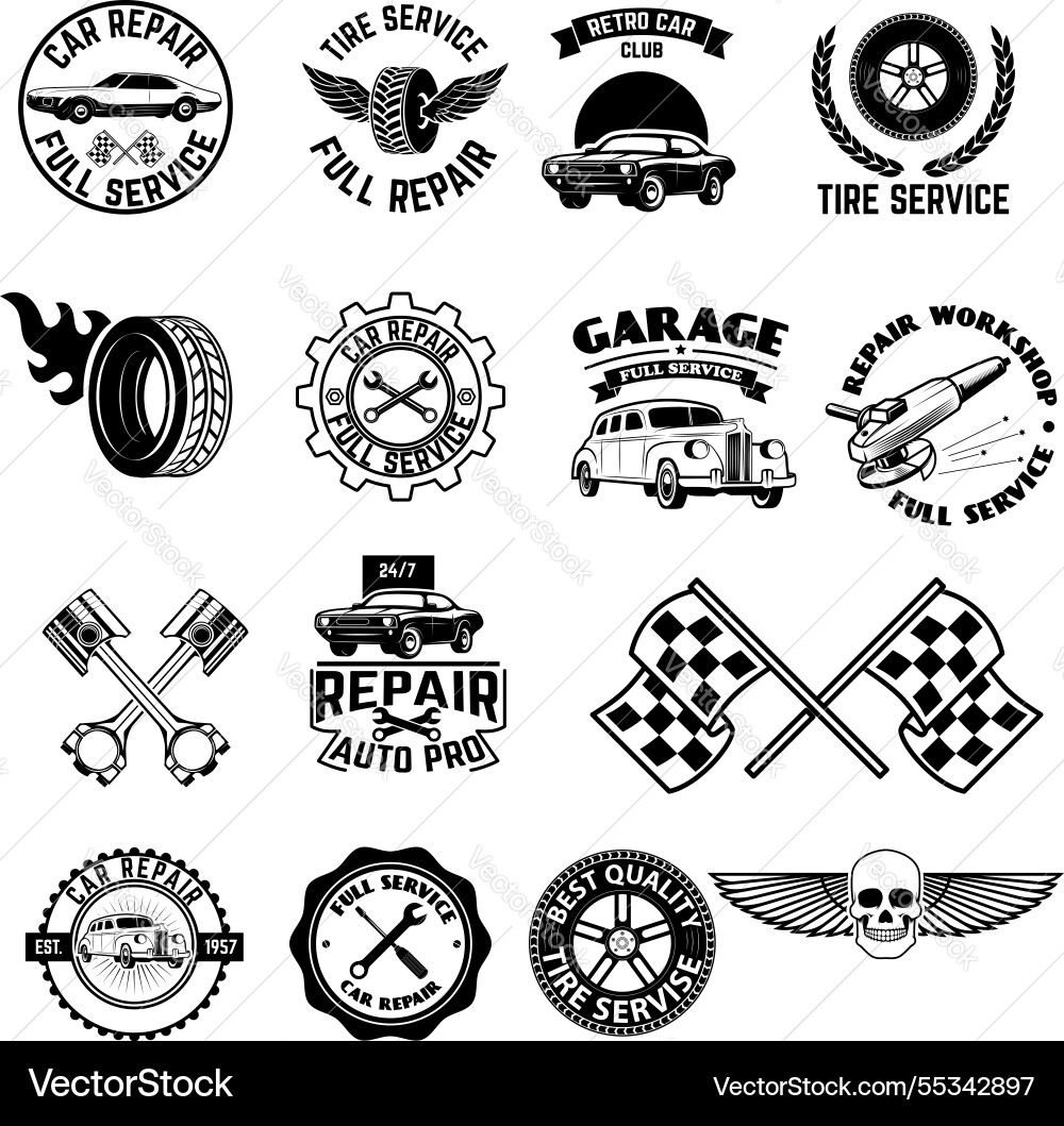 Car service labels set of design elements vector image