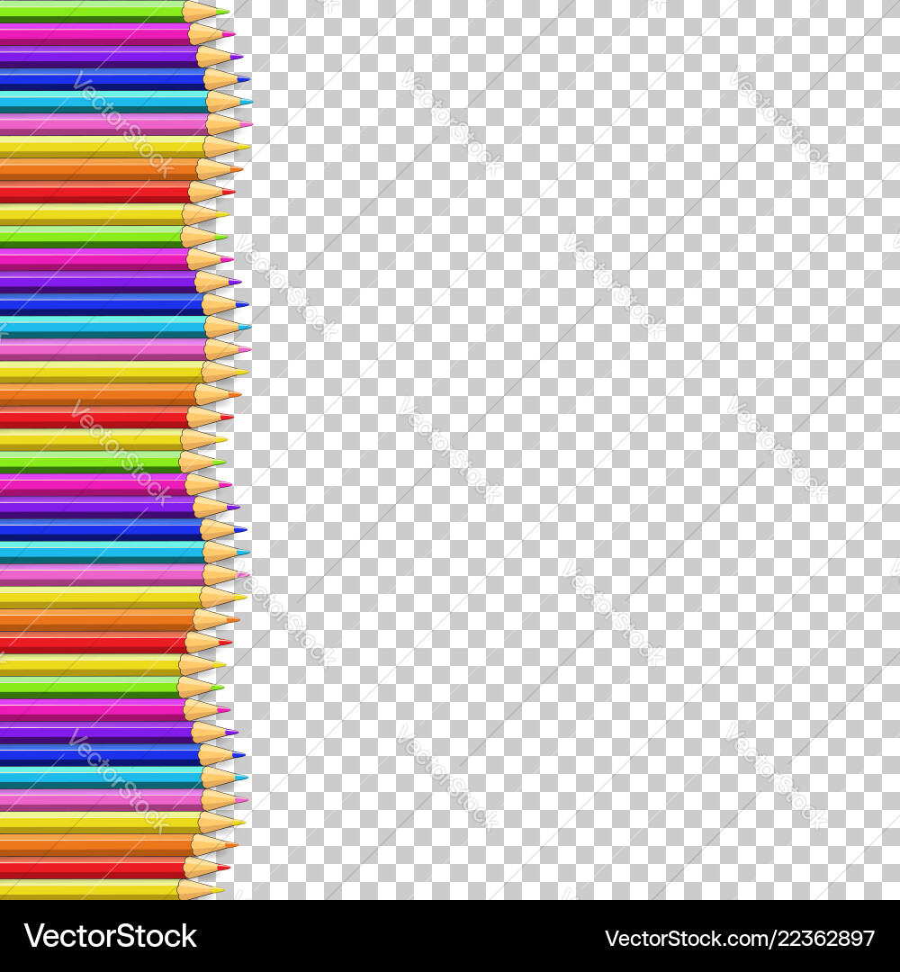 Colored pencils left side border in shape of wave Vector Image