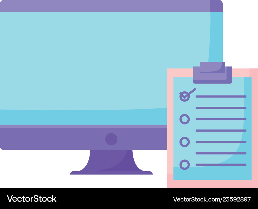 Computer and checklist design vector image