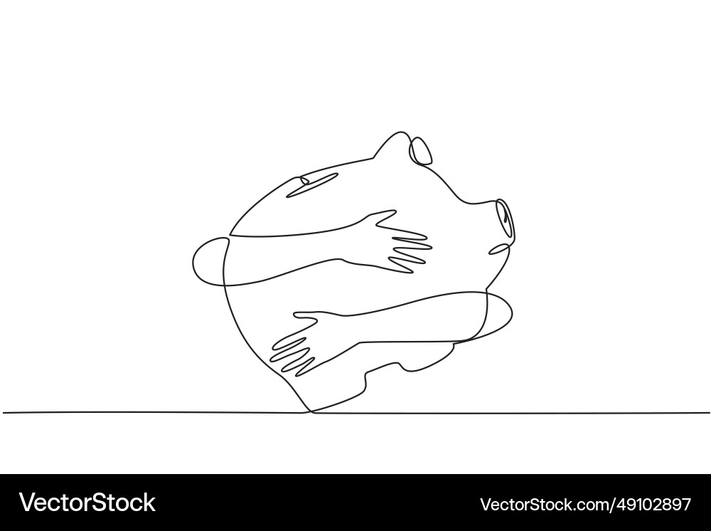 Continuous one line drawing of hands hugging vector image