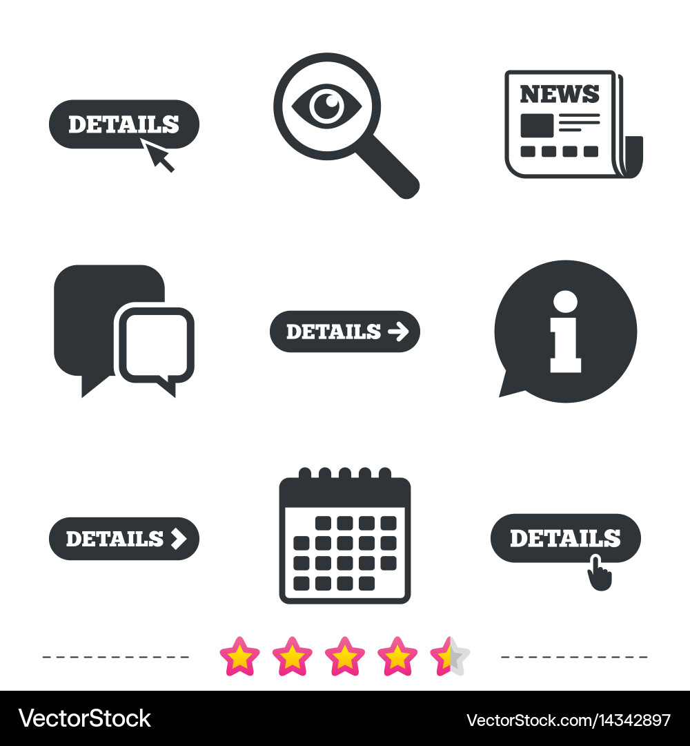 Details with arrow more symbol and cursor vector image