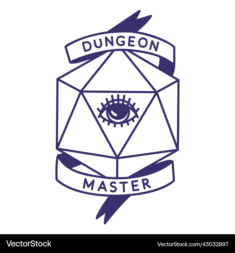 Dungeon master rpg dice badge vector image