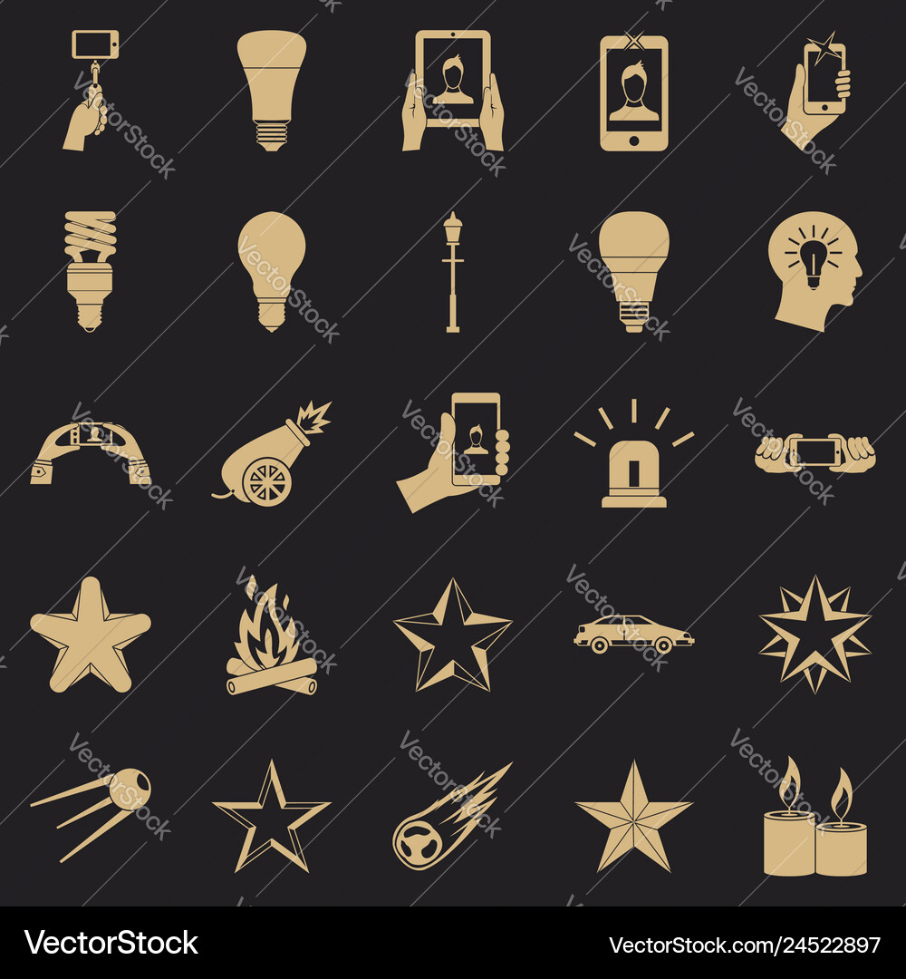 Flicker icons set simple style Flicker icons set simple style vector image