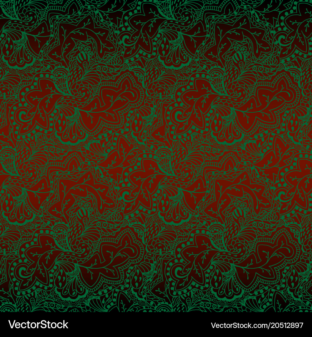 Green pattern on dark red Vector Image