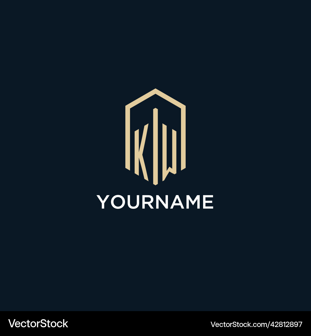 Kw initial monogram logo with hexagonal shape Vector Image