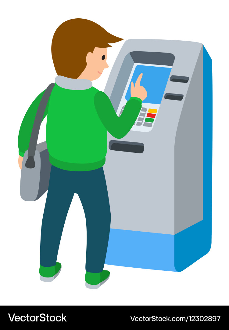 Man using atm machine vector image