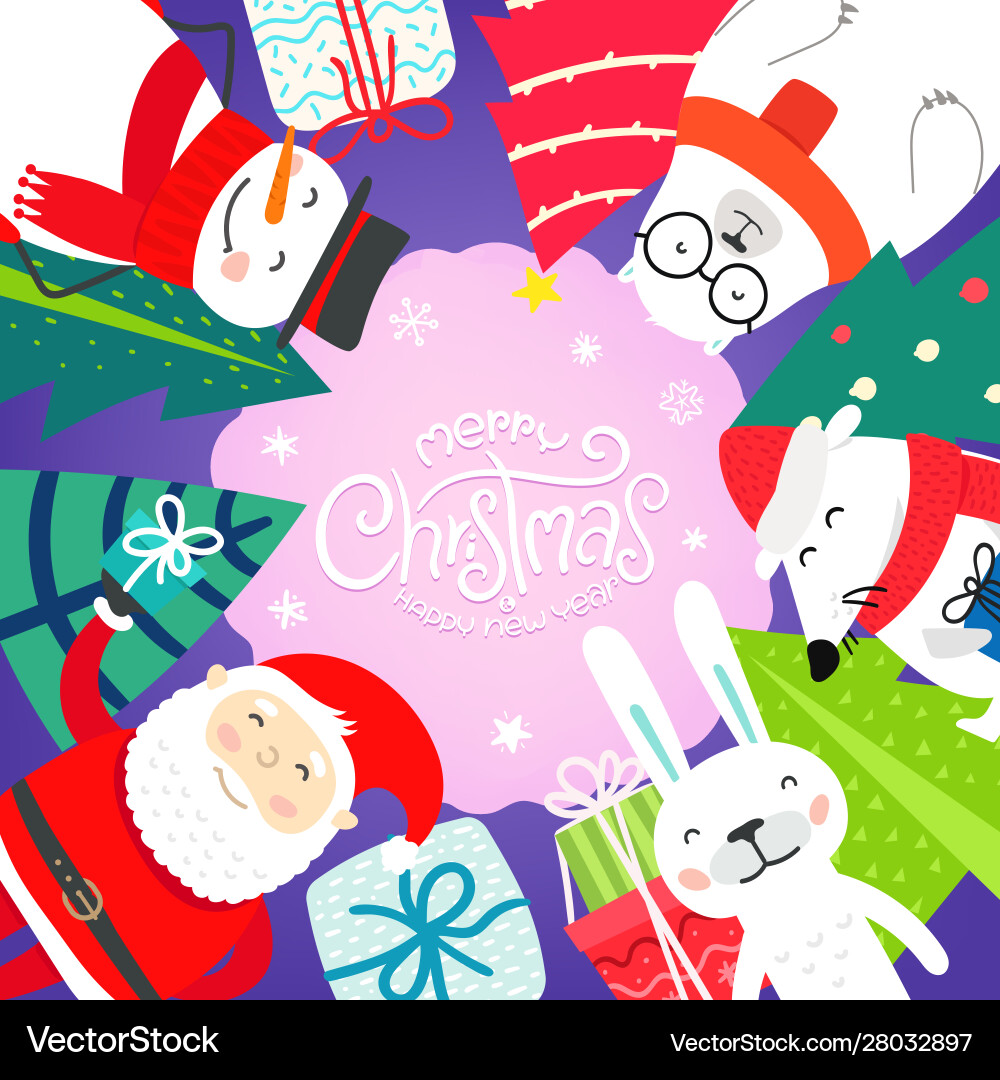 Merry christmas and happy new year greeting card Vector Image