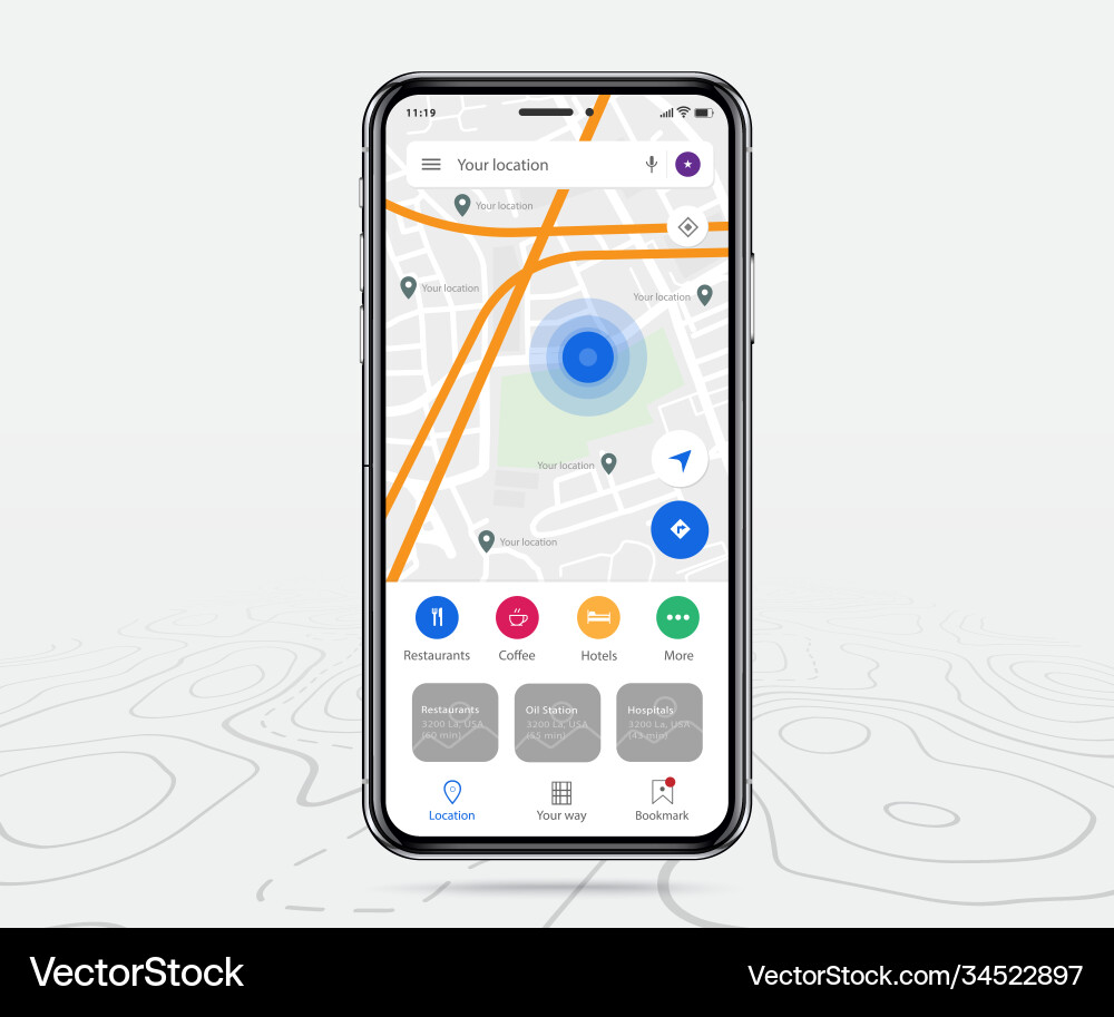 Mobile map gps design smartphone app Vector Image