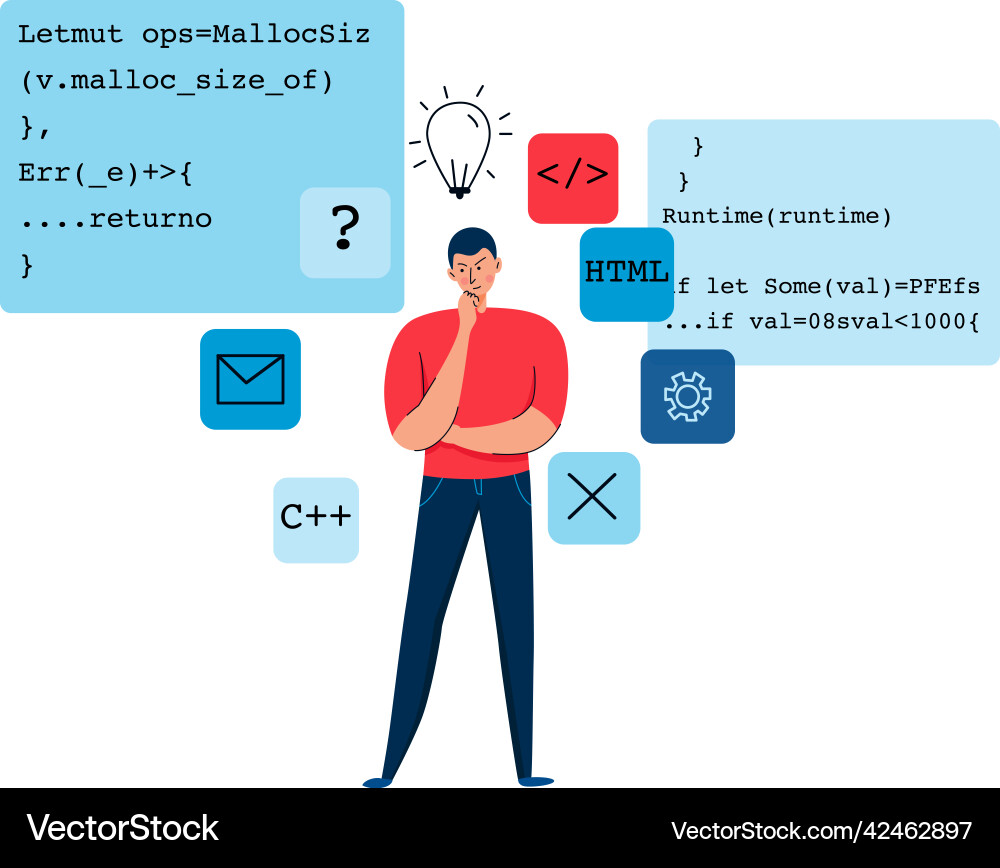Programmer and windows composition Programmer and windows composition vector image