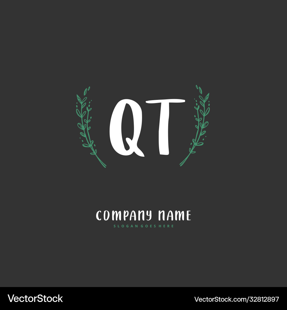 Q t qt initial handwriting and signature logo Q t qt initial handwriting and signature logo Vector Image