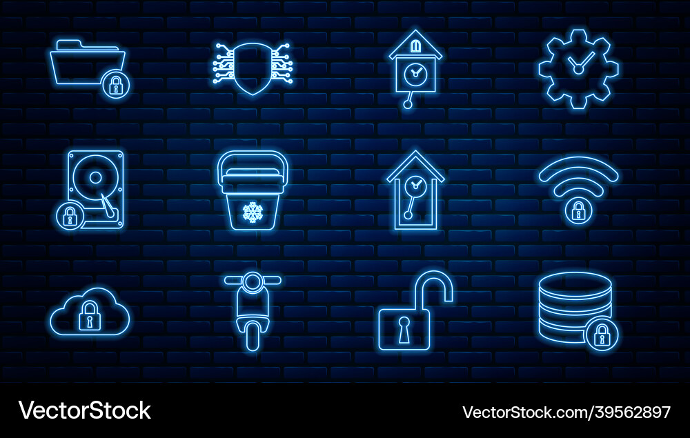 Set line server security with lock wifi locked Set line server security with lock wifi locked vector image