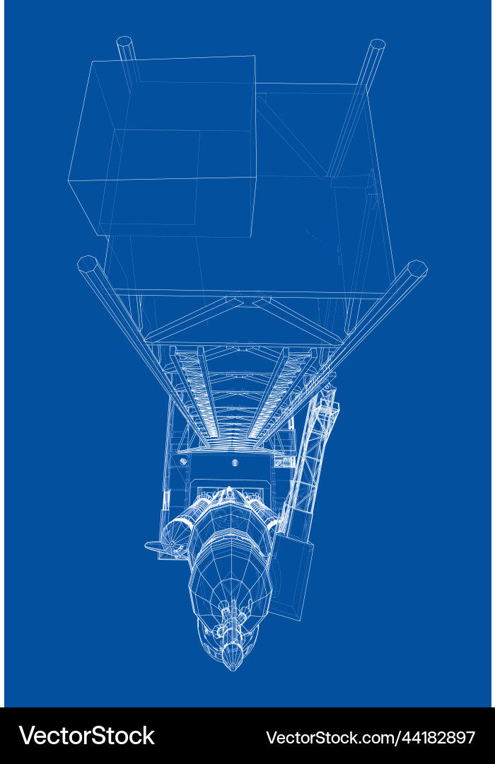 Space rocket on launch pad rendering of 3d Space rocket on launch pad rendering of 3d Vector Image