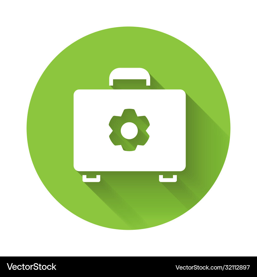 White toolbox icon isolated with long shadow tool White toolbox icon isolated with long shadow tool Vector Image