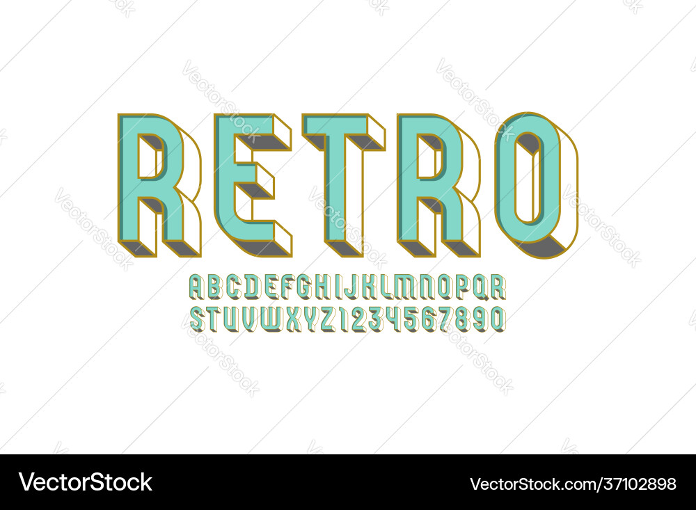 3d modern font trendy old alphabet condensed 3d modern font trendy old alphabet condensed vector image