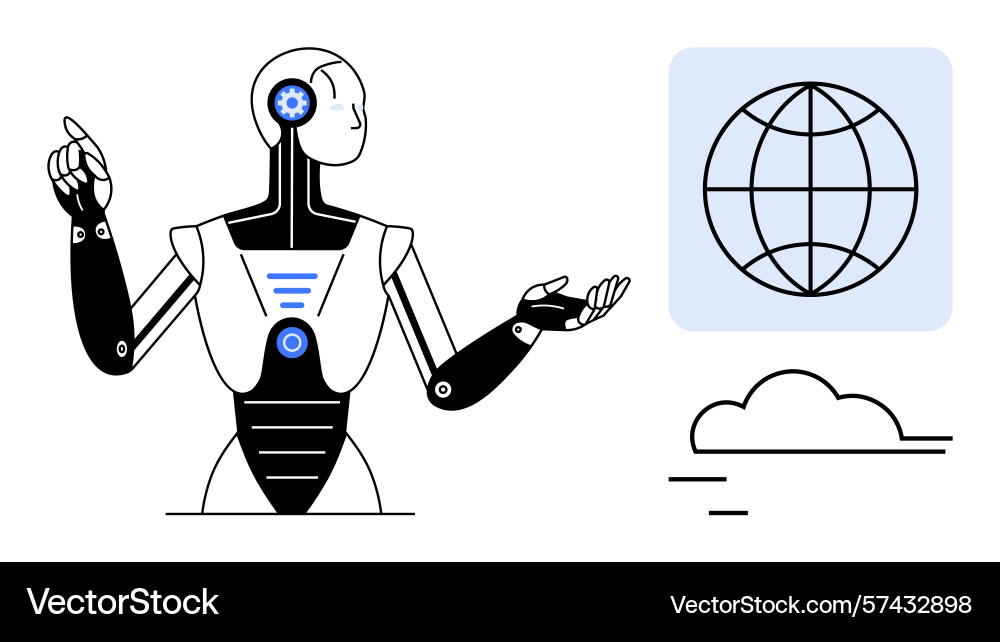 Artificial intelligence robot interacting vector image
