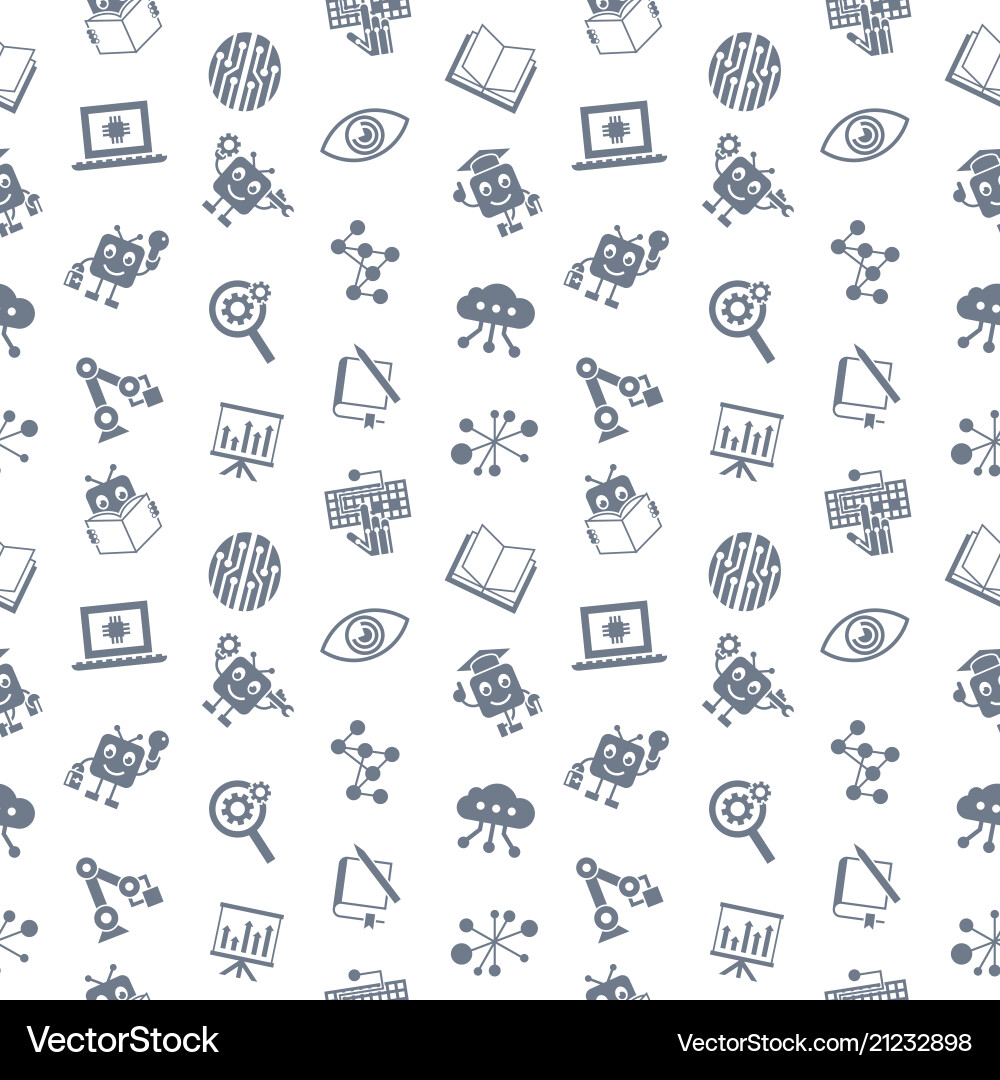 Artificial intelligence self learning icon set Artificial intelligence self learning icon set vector image