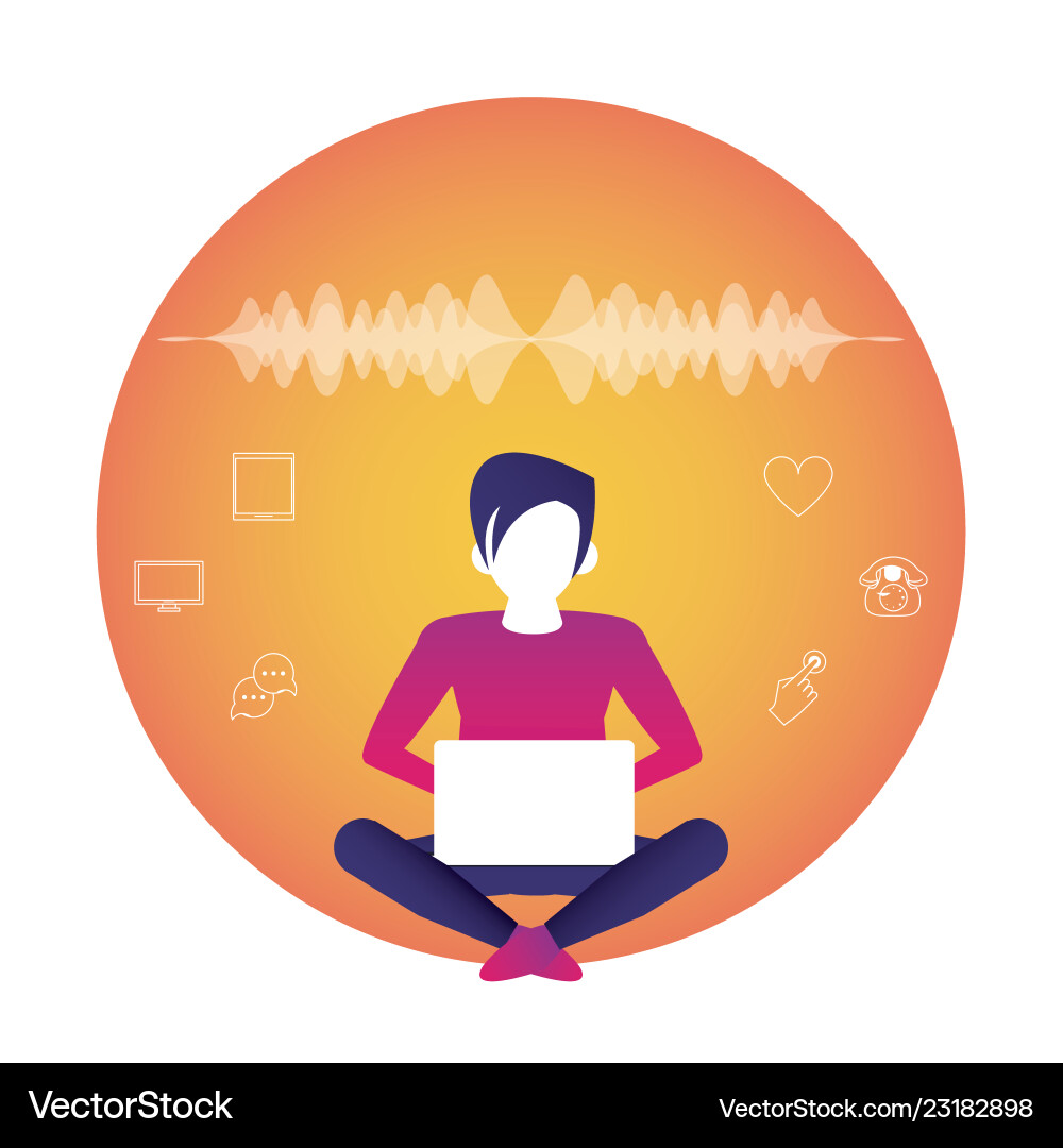 Avatar connected computer online Avatar connected computer online vector image