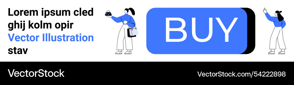 Blue buy button with of users Vector Image