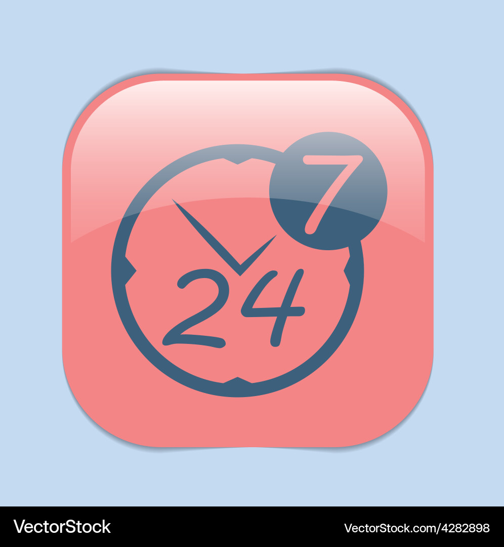 Character 24 7 open hours a day and days vector image