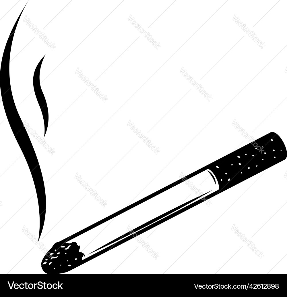 Cigarette in monochrome style design element Cigarette in monochrome style design element vector image