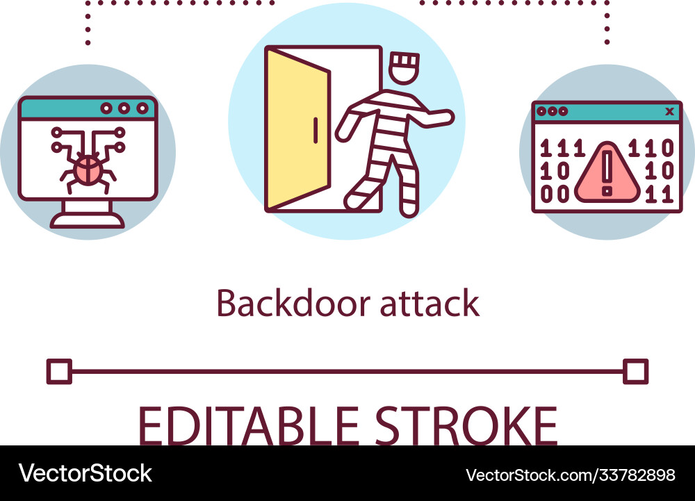 Detecting backdoor attacks concept icon Detecting backdoor attacks concept icon Vector Image