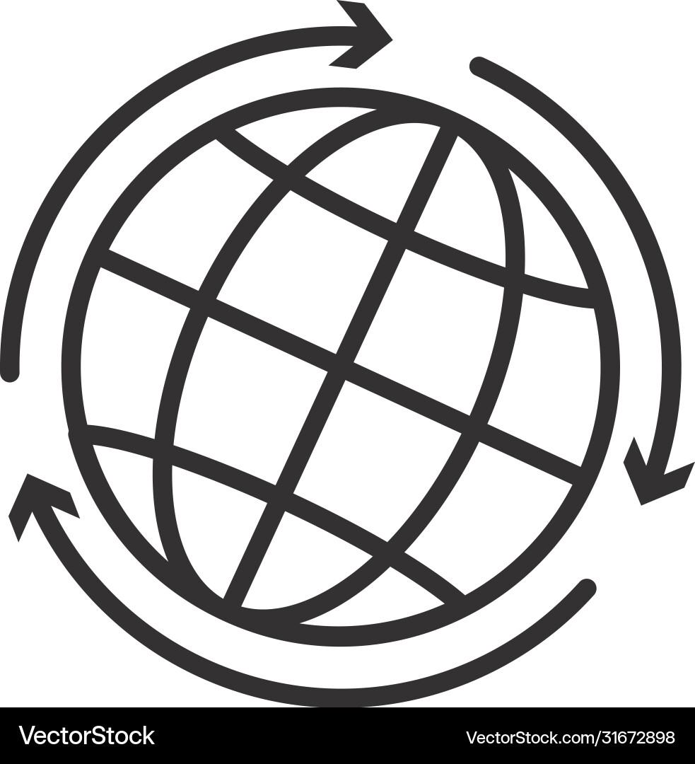 Global sphere with arrows around line style vector image