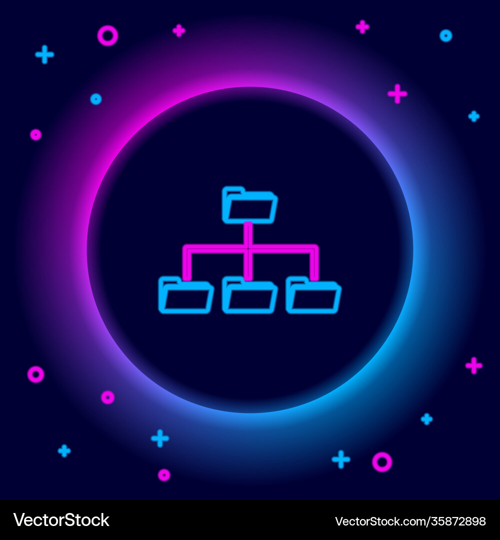 Glowing neon line folder tree icon isolated Glowing neon line folder tree icon isolated vector image