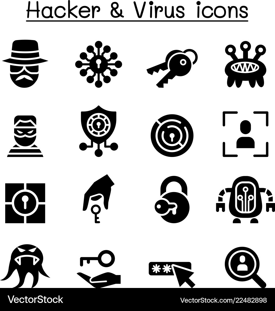 Hacker Virus Icon Set vector image