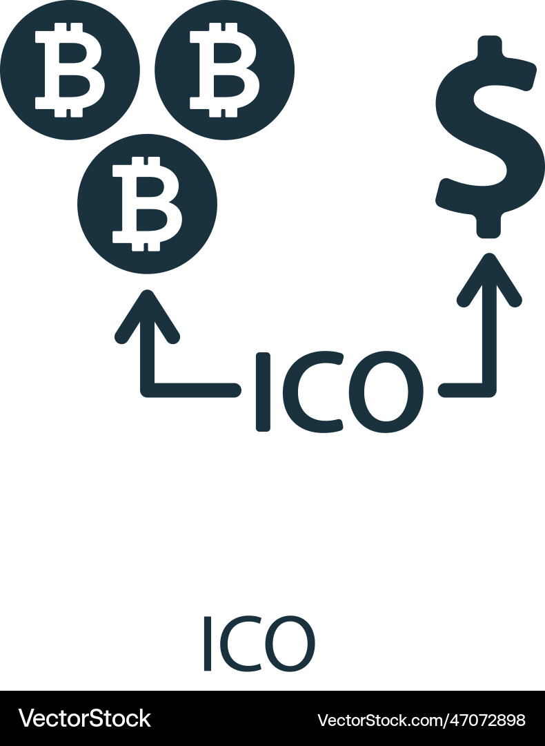 Ico icon monochrome simple sign from blockchain Ico icon monochrome simple sign from blockchain Vector Image
