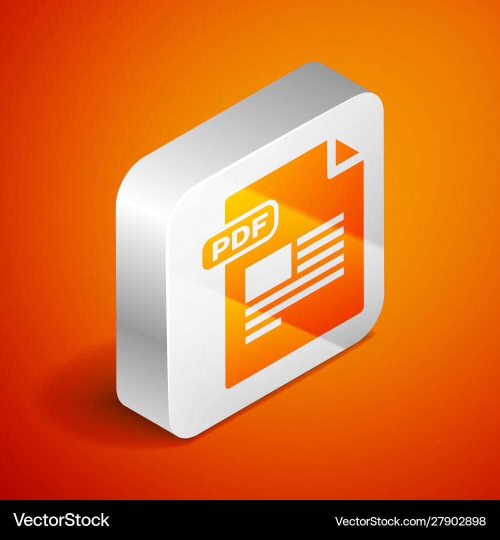 Isometric pdf file document download button Isometric pdf file document download button vector image