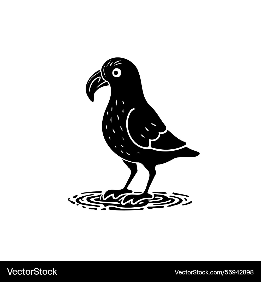 Monochromatic rendering of a standing bird Vector Image