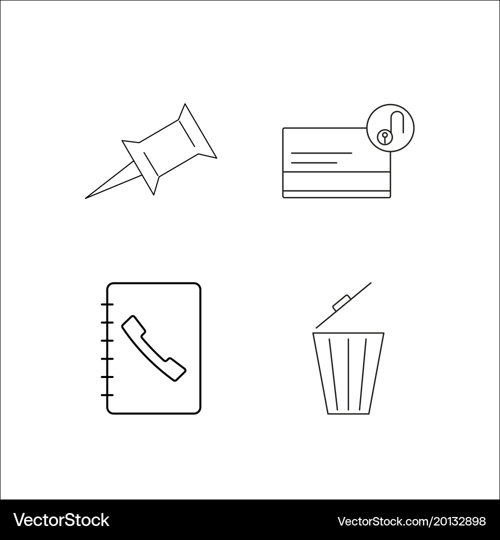 Office simple linear icon setsimple outline icons vector image