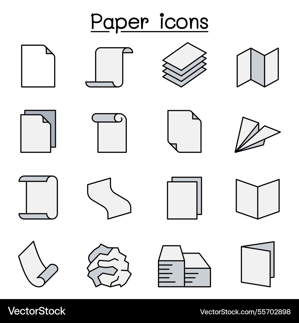 Paper and document icon set in colorline style Paper and document icon set in colorline style vector image