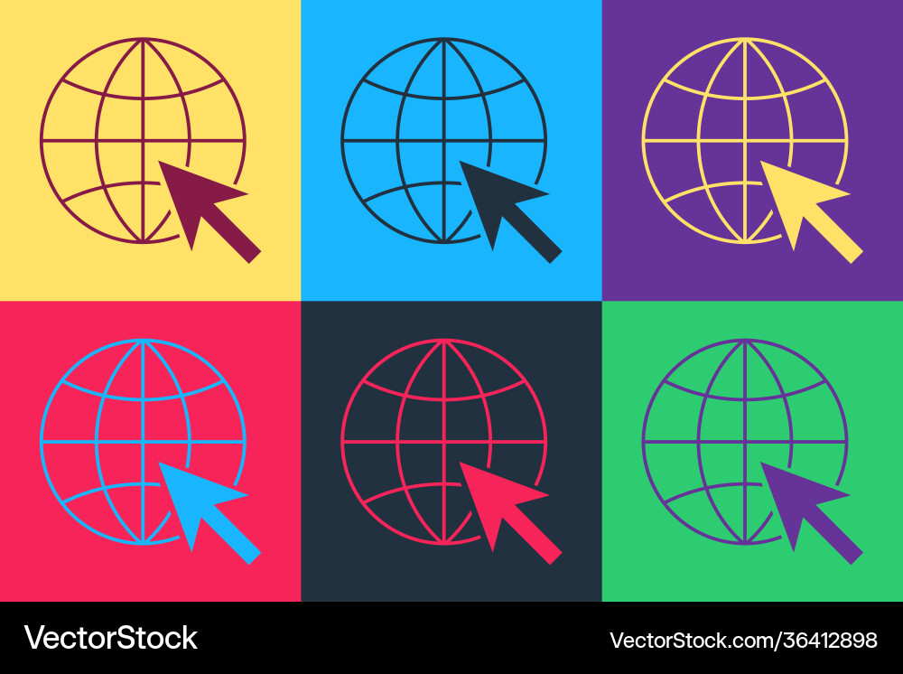 Pop art go to web icon isolated on color Pop art go to web icon isolated on color vector image