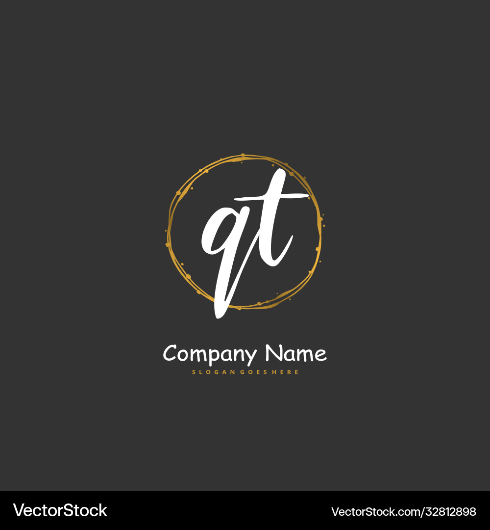 Q t qt initial handwriting and signature logo Vector Image