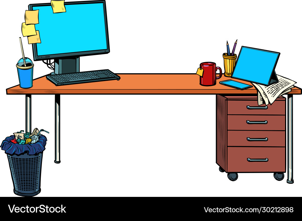 Retro Pop Desk with Computer vector image