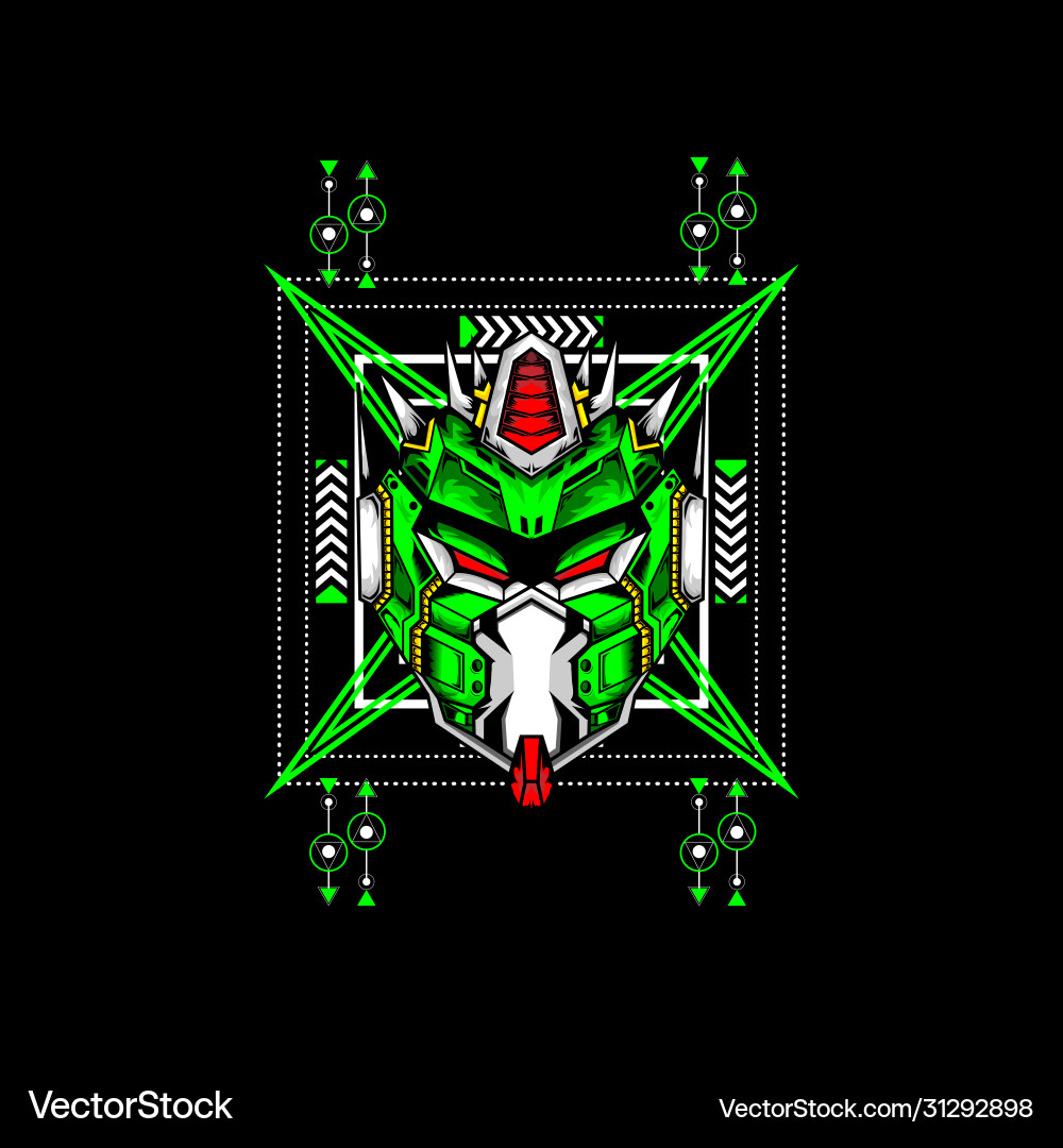 Robot head with sacred background can use vector image