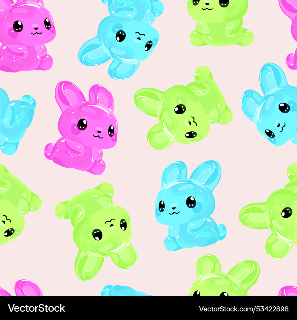 Seamless pattern with colorful gummy rabbits Vector Image